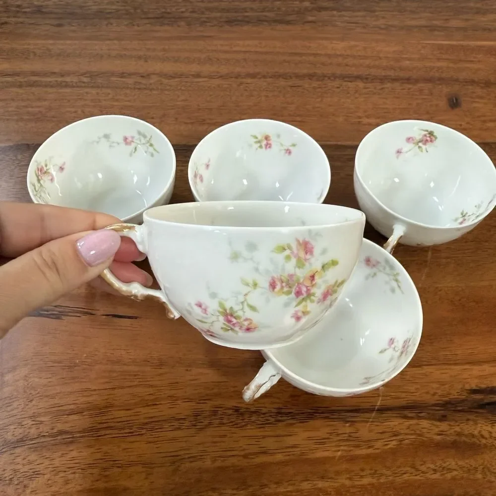 Antique Theodore Haviland Limoges Schleiger 150 Rose Cup Pink Flowers
